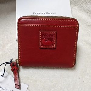 Dooney & Bourke Florentine Small Zip Around Wallet Red Color Retail $128